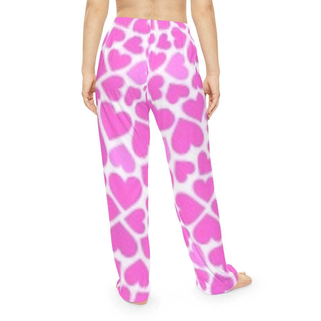 Women's Pajama Pants — Pink Heart All-Over Print Lounge Sleepwear