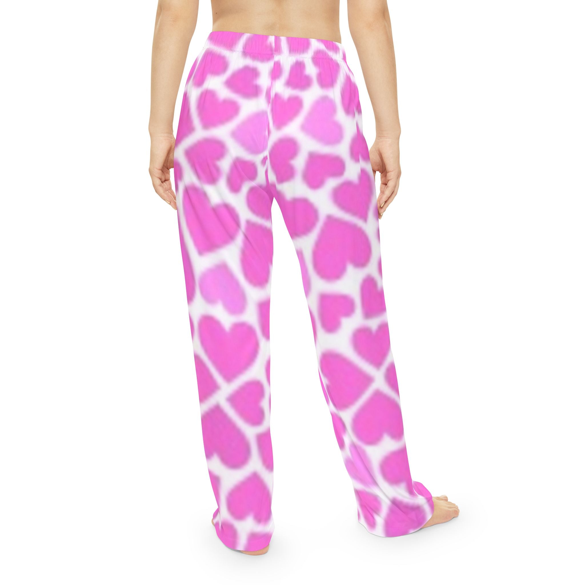 Women's Pajama Pants — Pink Heart All-Over Print Lounge Sleepwear