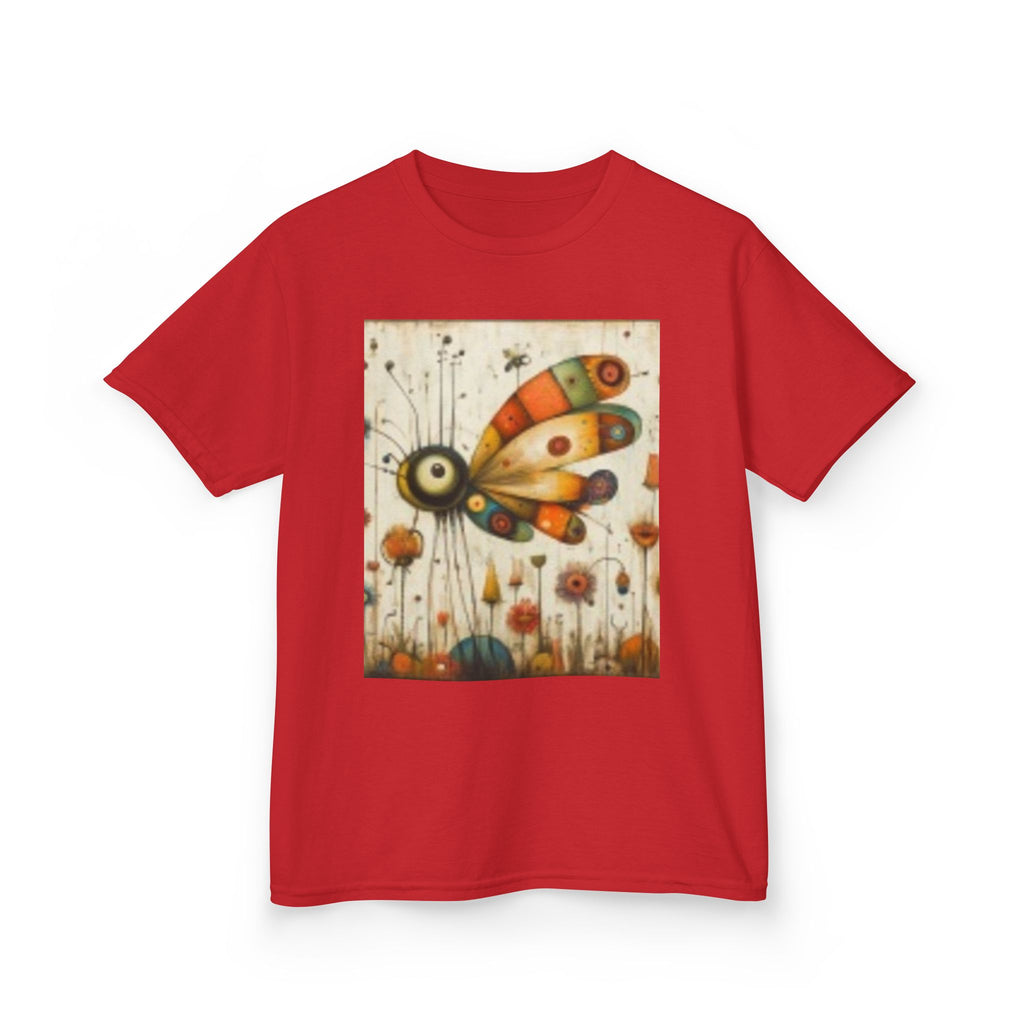 Kids Tee — Whimsical Colorful Butterfly in Poppy Field