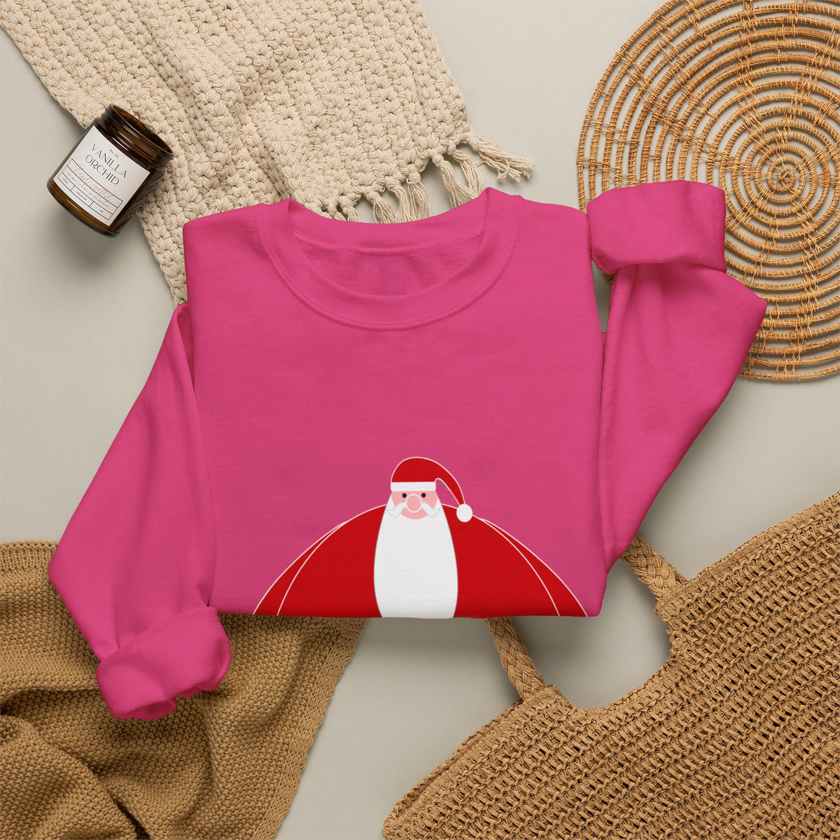 Santa Graphic Sweatshirt — Cute Holiday Christmas Crewneck