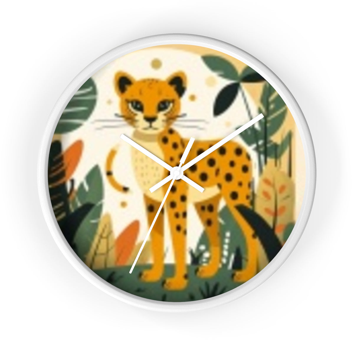 Cheetah Jungle Wall Clock — Cute Safari Nursery & Children  Decor