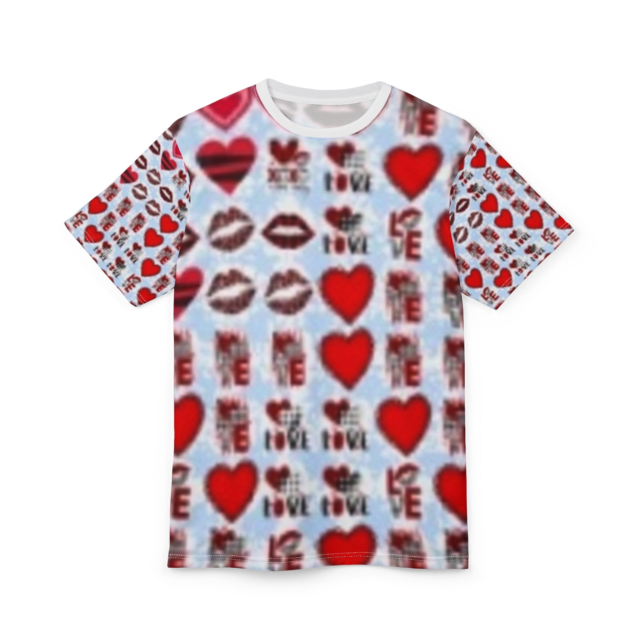 Valentine Hearts & Kisses Tee — All-Over Print Love Shirt