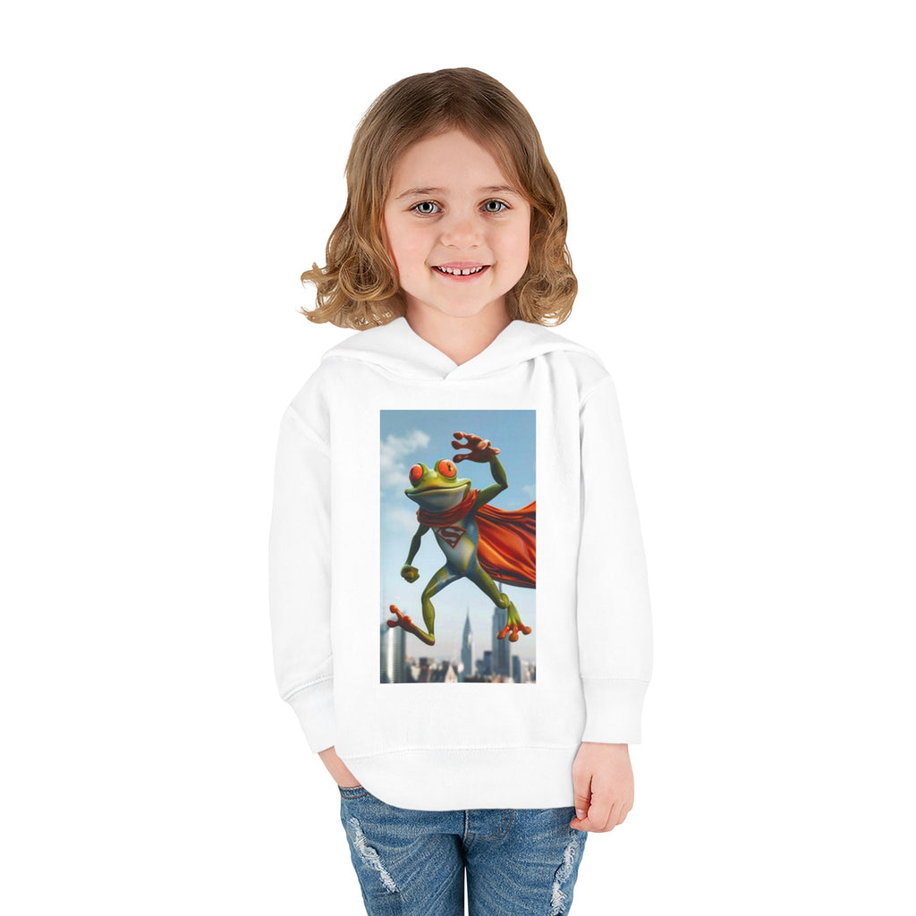 Superhero Frog Toddler Hoodie — Cute Cape Frog Graphic Pullover