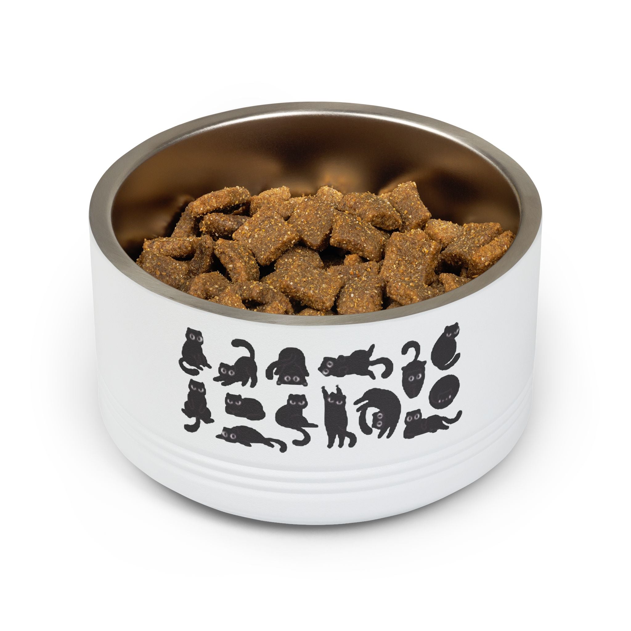 Cat Silhouette Pet Bowl — 18oz Stainless Steel Cat Food & Water Dish