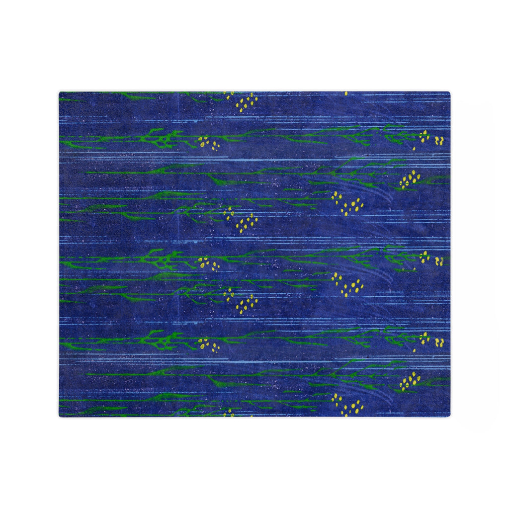 Blue Floral Velveteen Microfiber Blanket — Cozy Botanical Throw