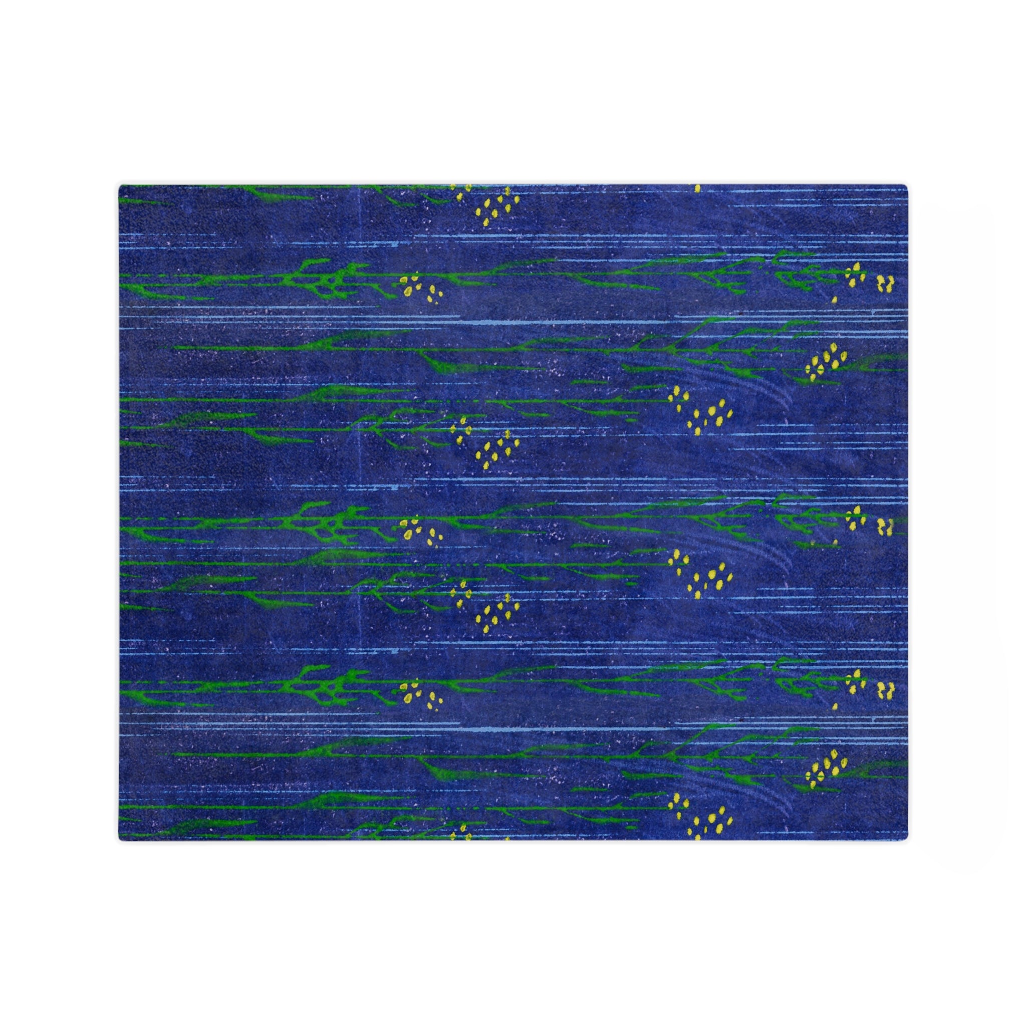 Blue Floral Velveteen Microfiber Blanket — Cozy Botanical Throw