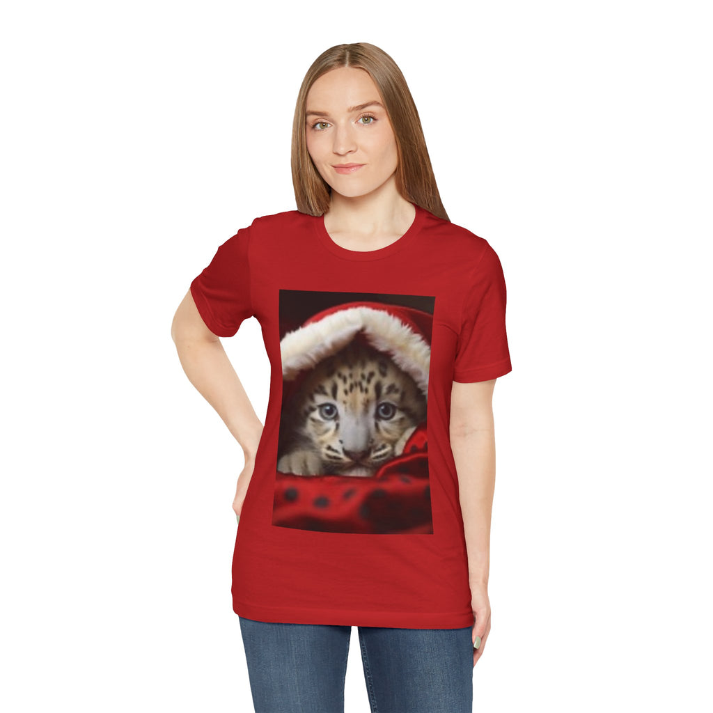 Christmas Snow Leopard Cub T-Shirt — Cute Holiday Cat Tee