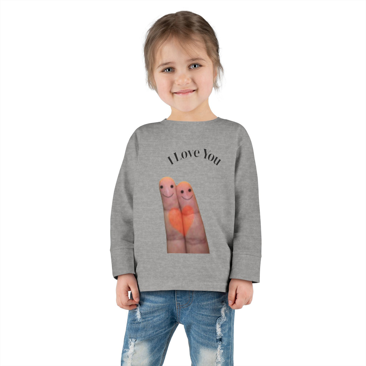 Toddler Tee — Cute Finger Friends I Love You Graphic Long-Sleeve Shirt
