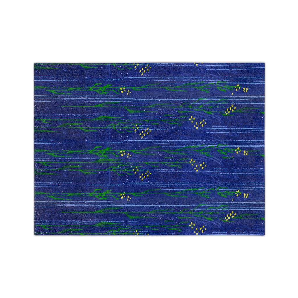Blue Floral Velveteen Microfiber Blanket — Cozy Botanical Throw