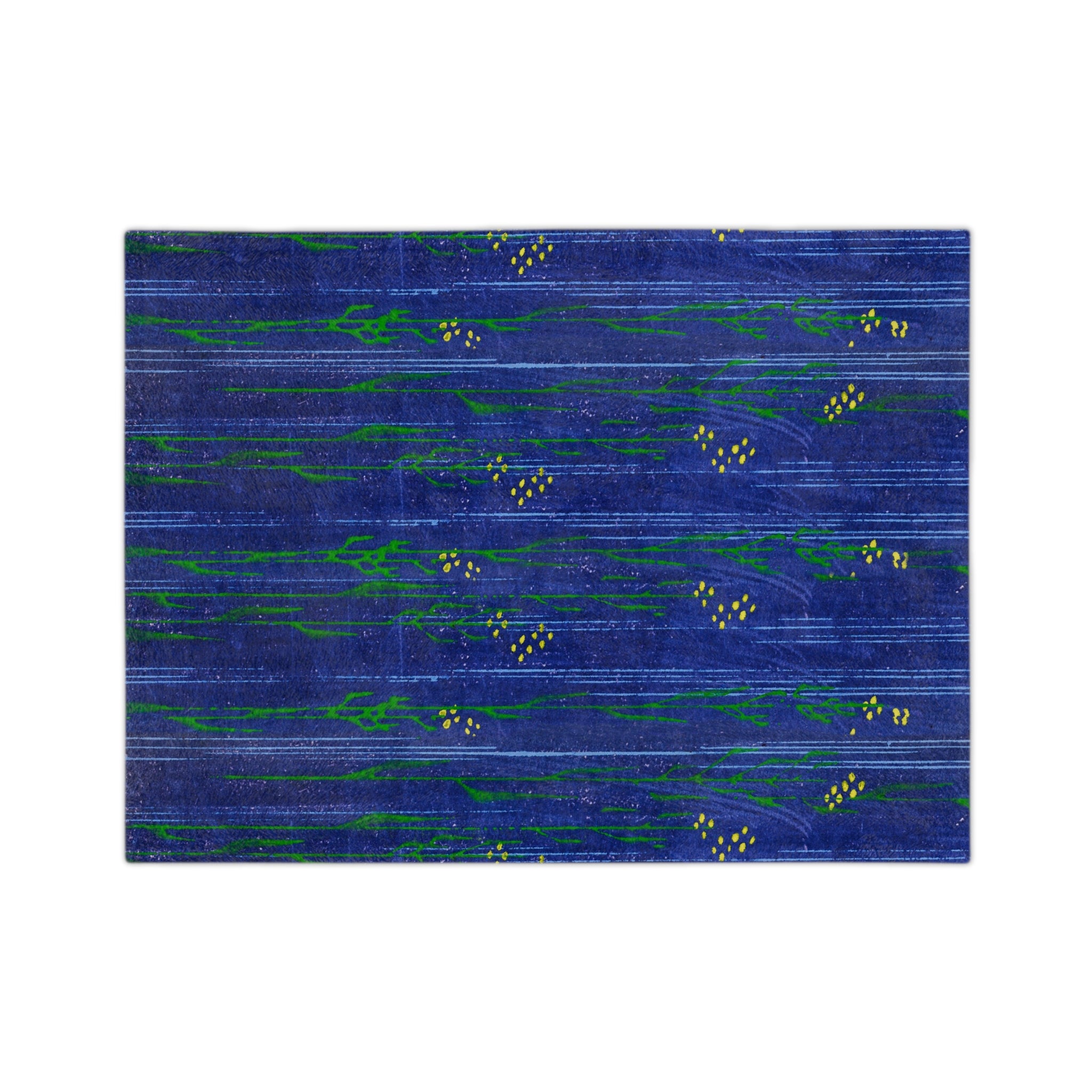 Blue Floral Velveteen Microfiber Blanket — Cozy Botanical Throw