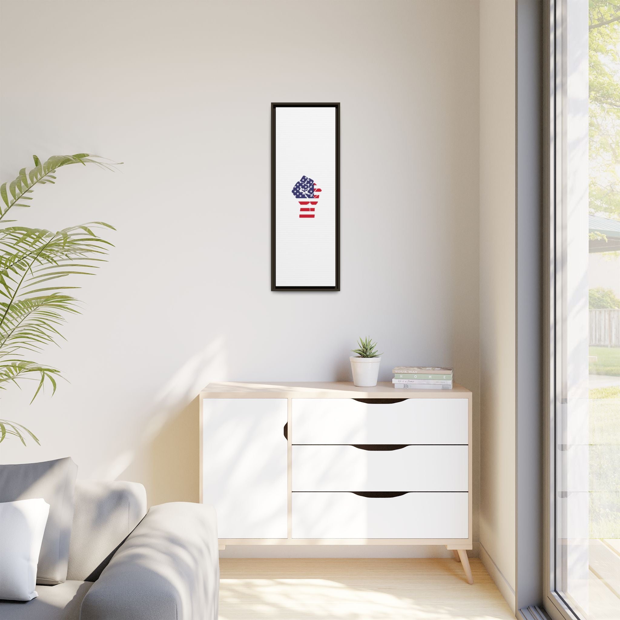 Framed Canvas Print – American Flag Fist Wall Art
