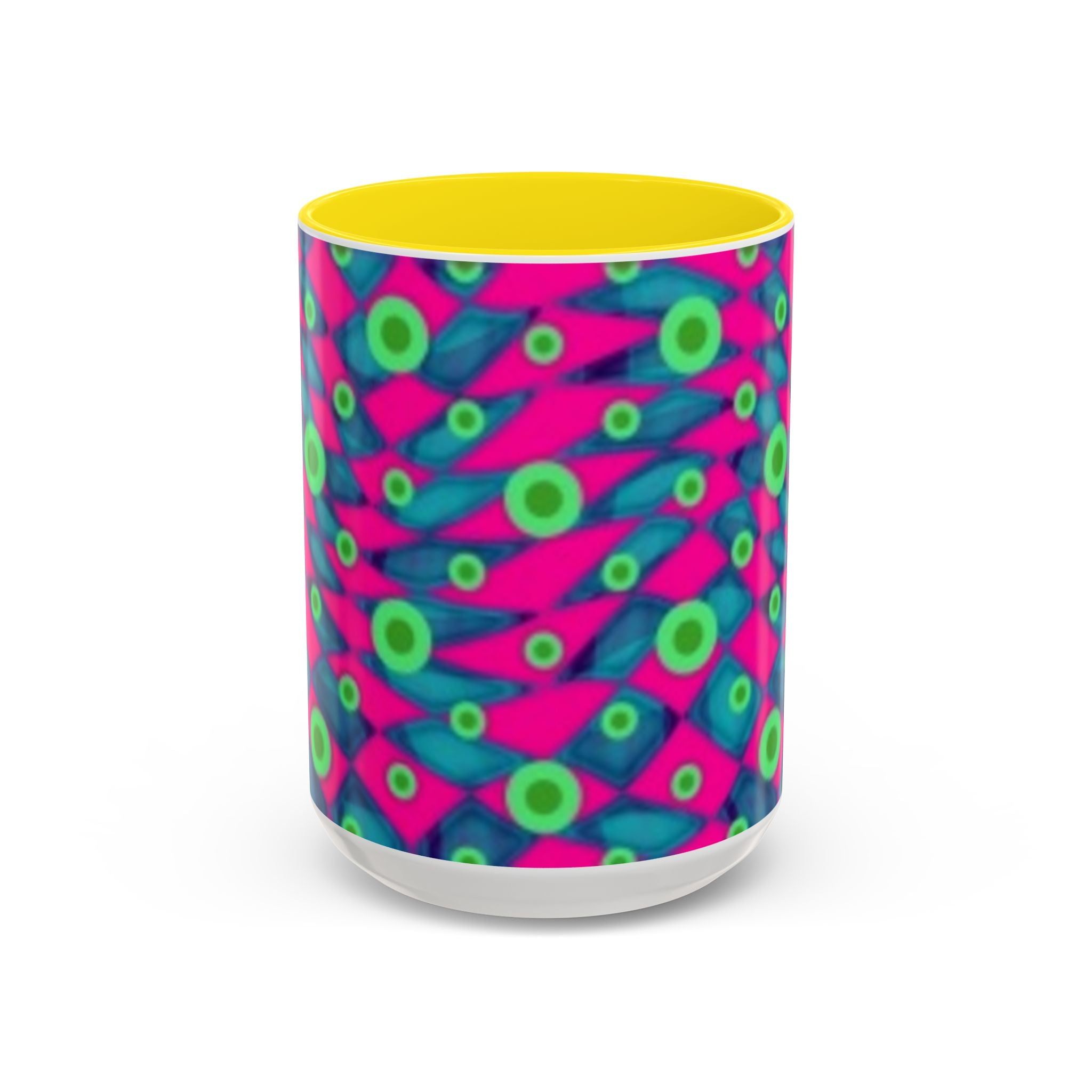 Abstract Neon Pattern Coffee Mug — Vibrant Retro Geometric Accent Mug (11/15oz)