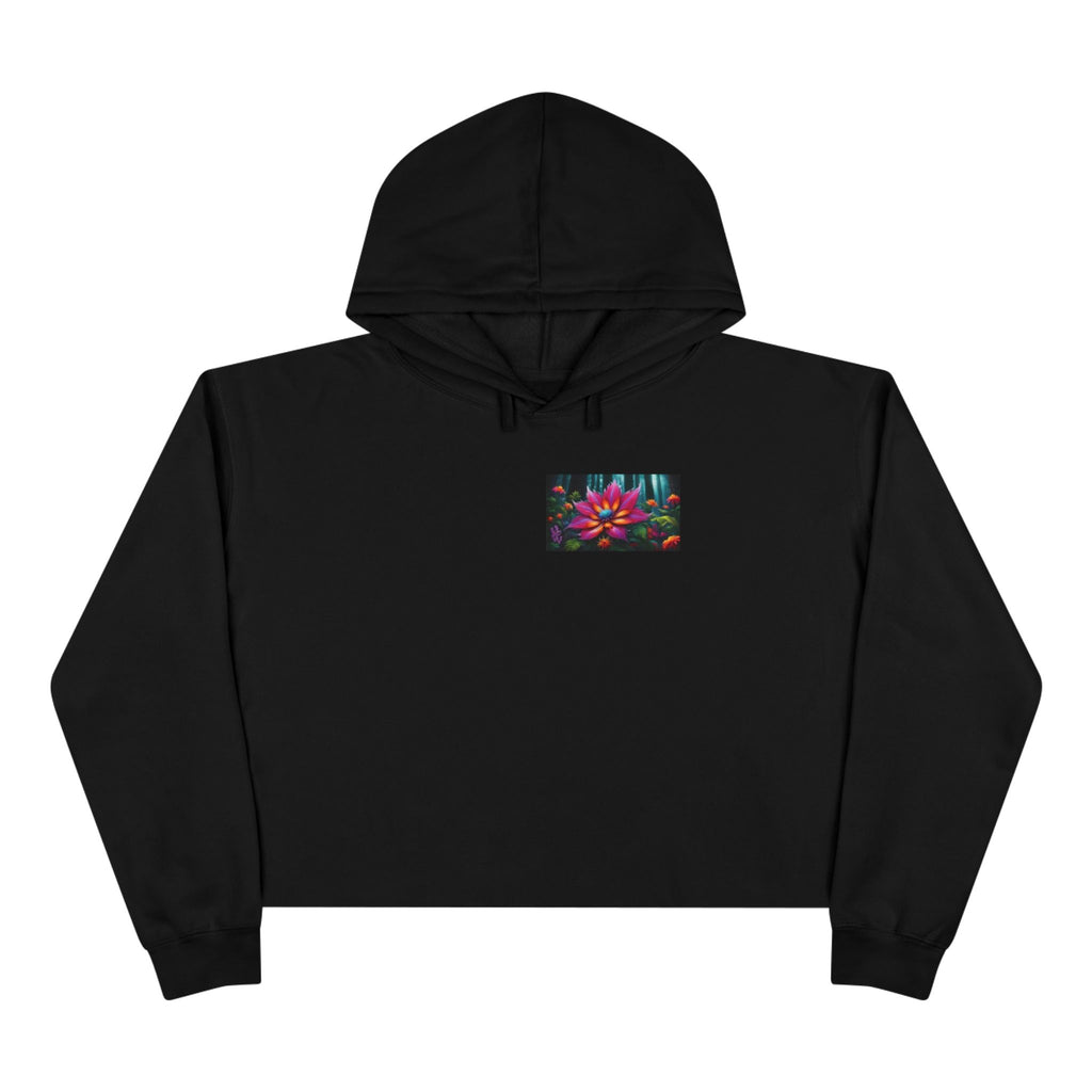 Mystic Butterfly Women's Crop Hoodie — Vibrant Galaxy Floral Graphic