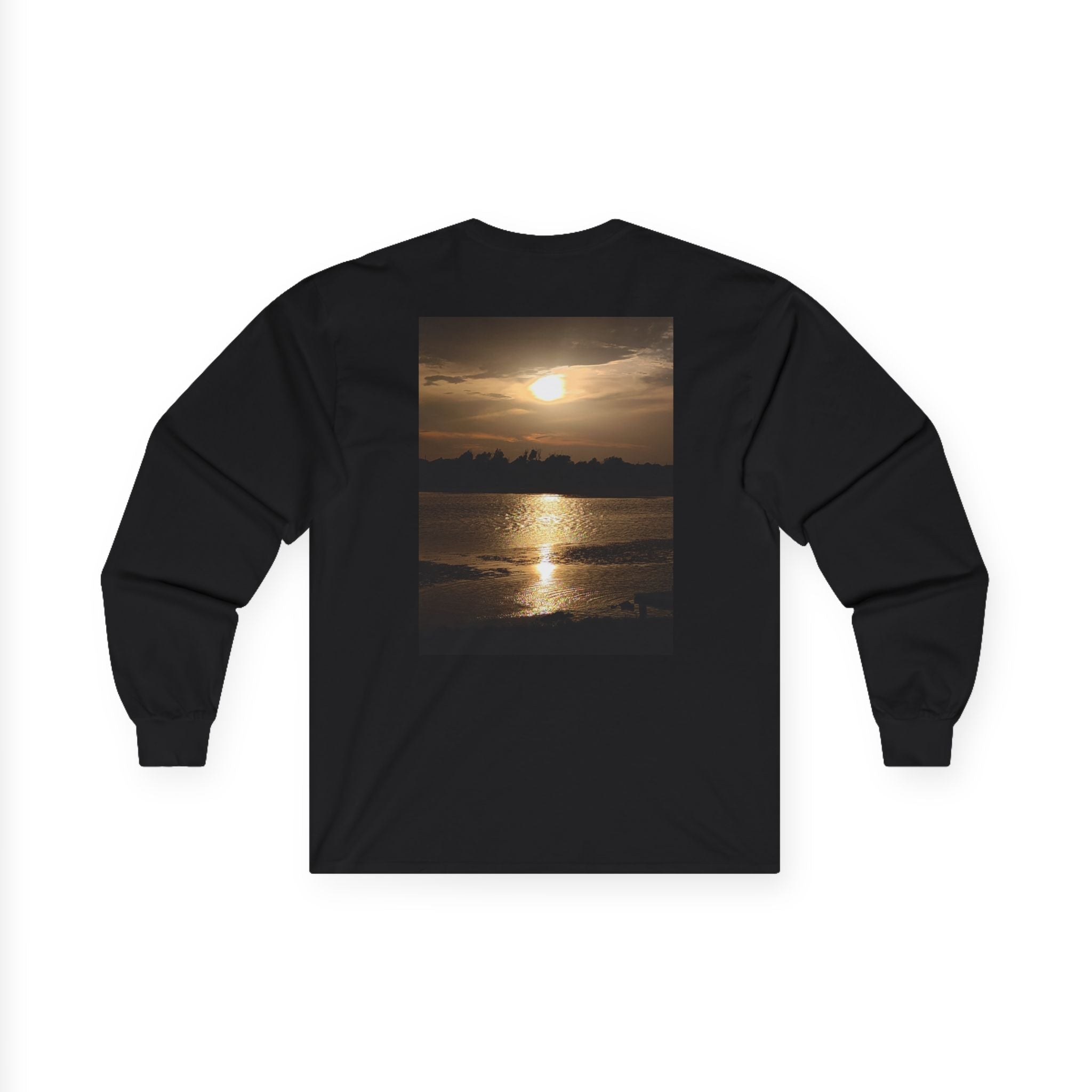 Forest Deer Sunset Long Sleeve Tee — Nature Silhouette Graphic Shirt