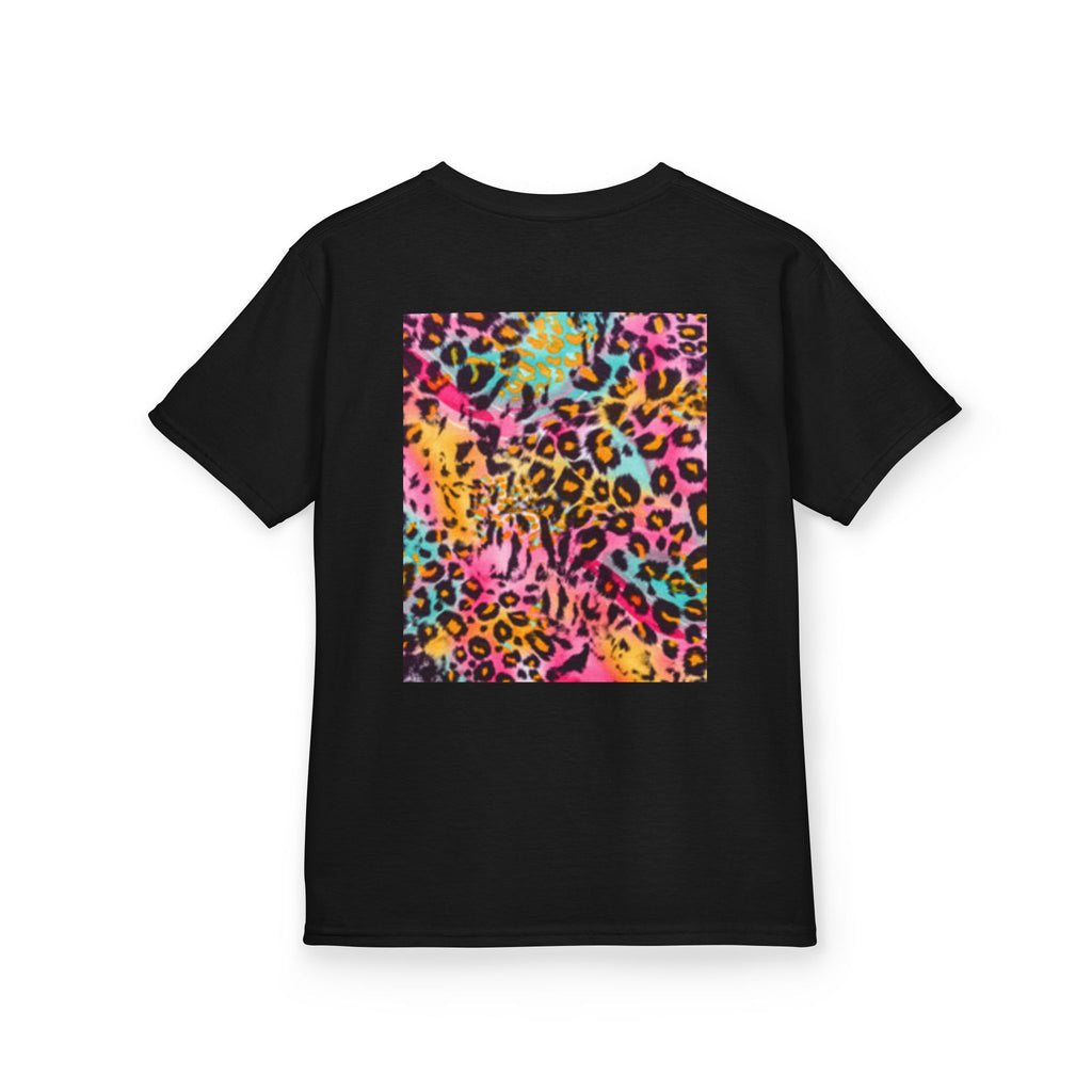 Kids Leopard Cub T-shirt — Colorful Leopard Print Back
