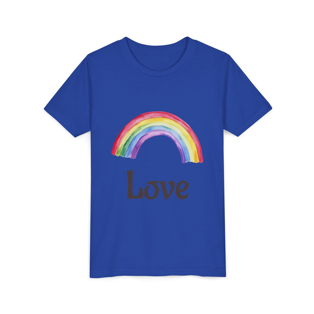 Youth T-shirt — Watercolor Rainbow & Paint Stroke American Flag Kids Shirt