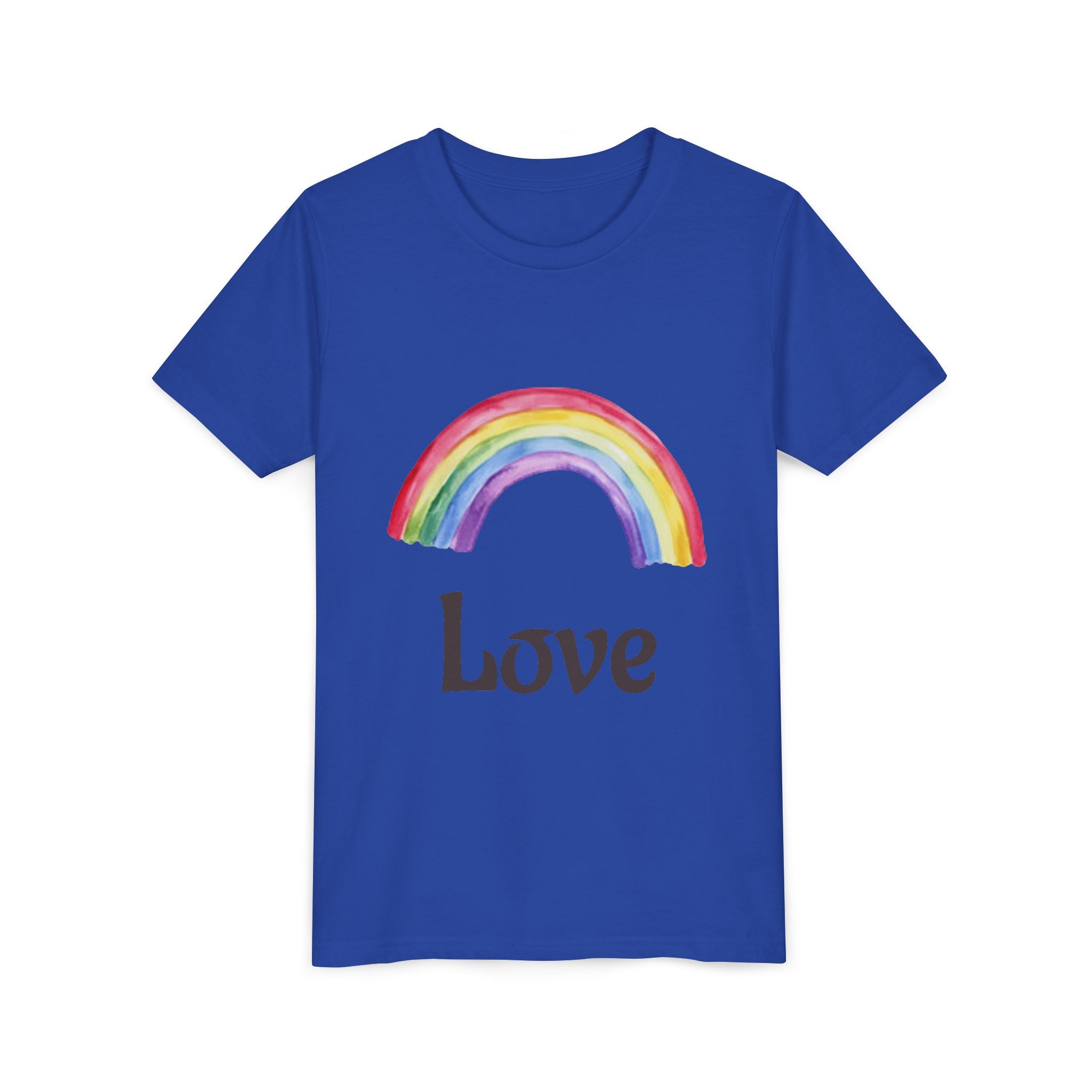 Youth T-shirt — Watercolor Rainbow & Paint Stroke American Flag Kids Shirt