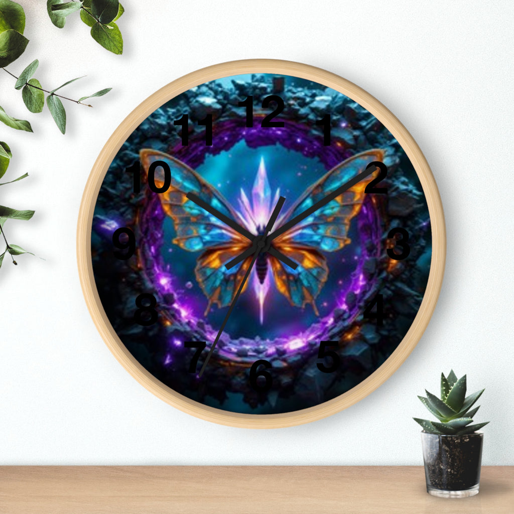 Mystic Butterfly Wall Clock — Neon Fantasy Home Decor