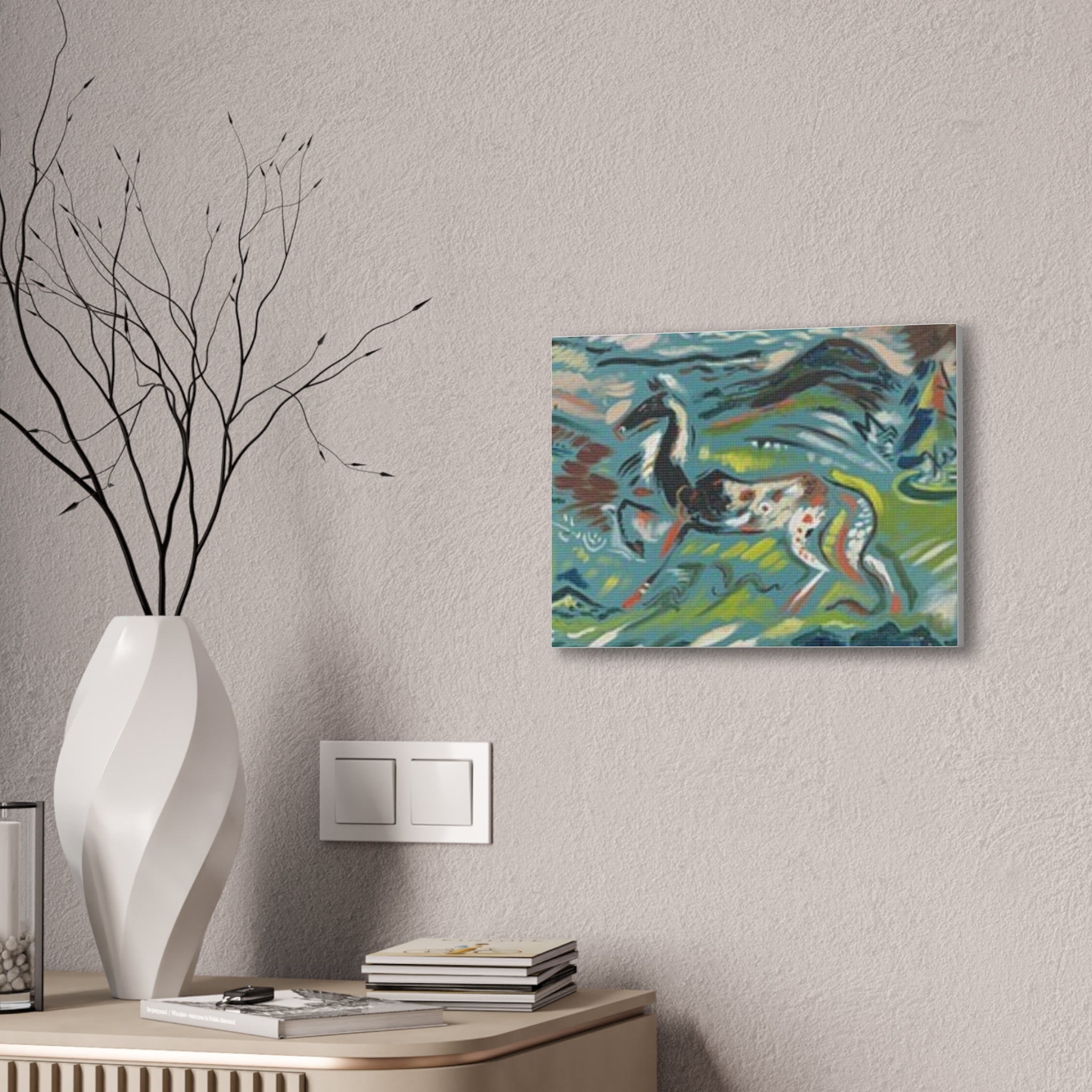 Abstract Horse Canvas Print — Colorful Surreal Animal Art on Stretched Canvas