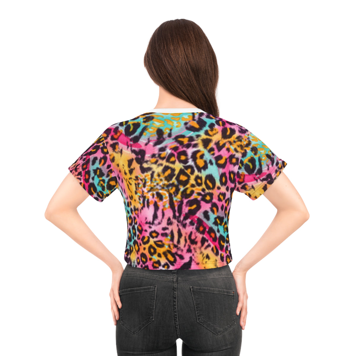 Neon Leopard Print Crop Tee