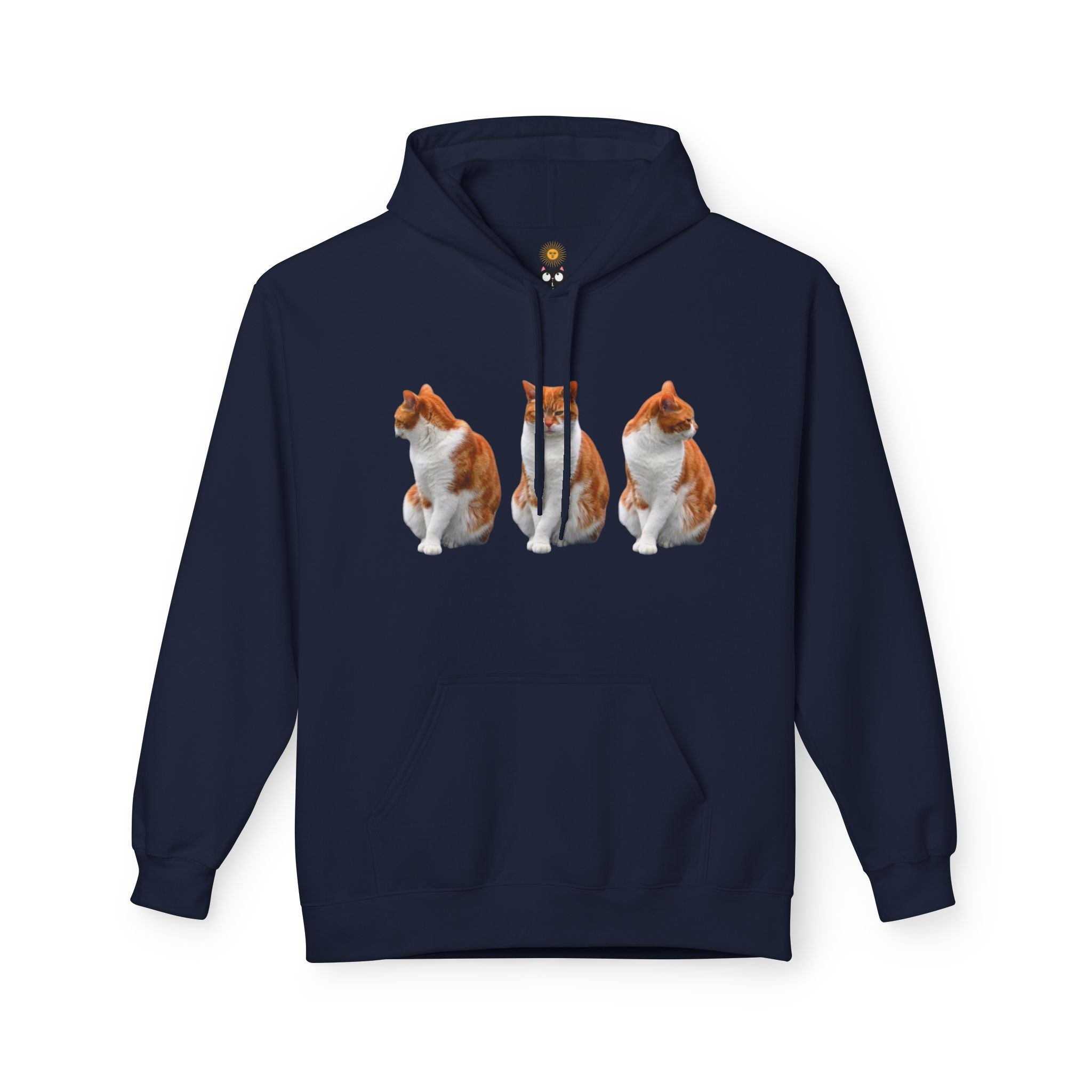 Sweat à capuche pour femmes trio de chats mignons – Imprimé fantaisiste chats orange et noir