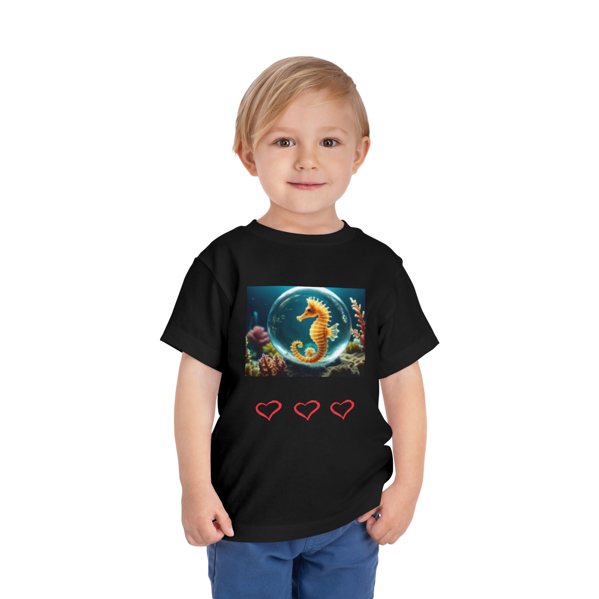 Toddler T-shirt — Cute Seahorse & Starfish Ocean Graphic