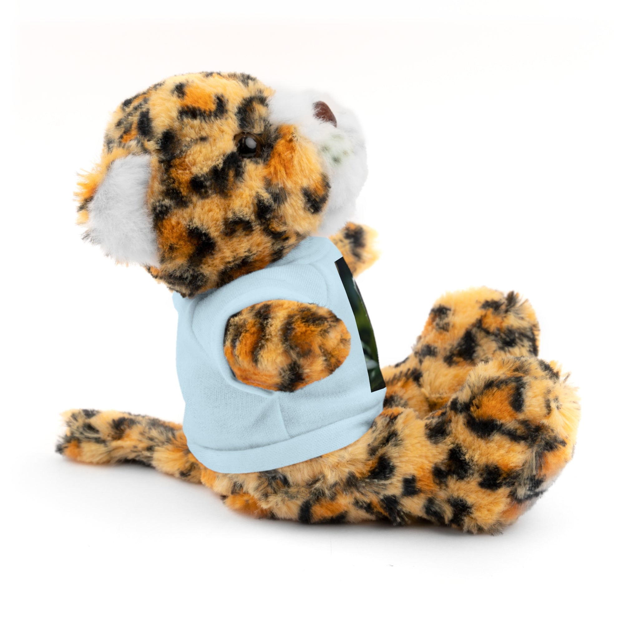 Plush Teddy Bear with Leopard Cub Tee — Cute Animal Gift for Kids & Wildlife Lovers
