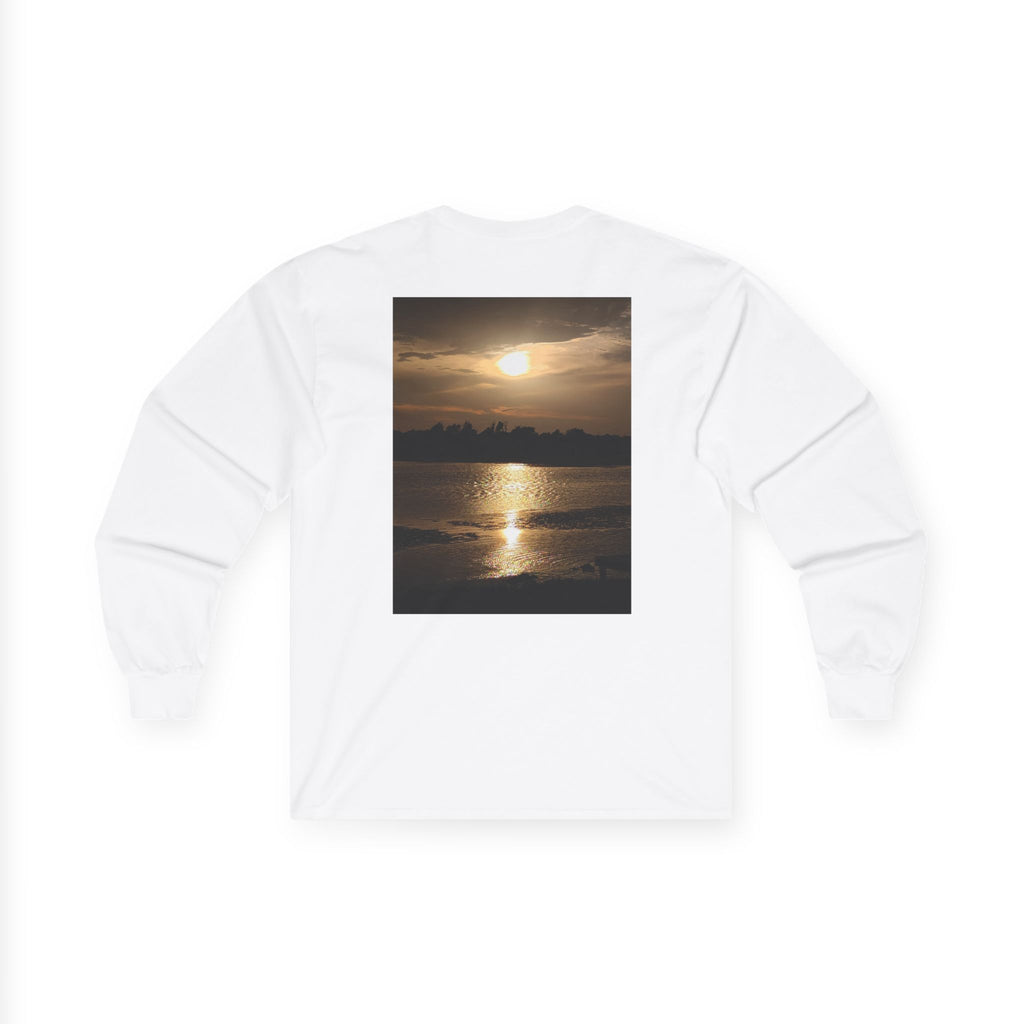 Forest Deer Sunset Long Sleeve Tee — Nature Silhouette Graphic Shirt