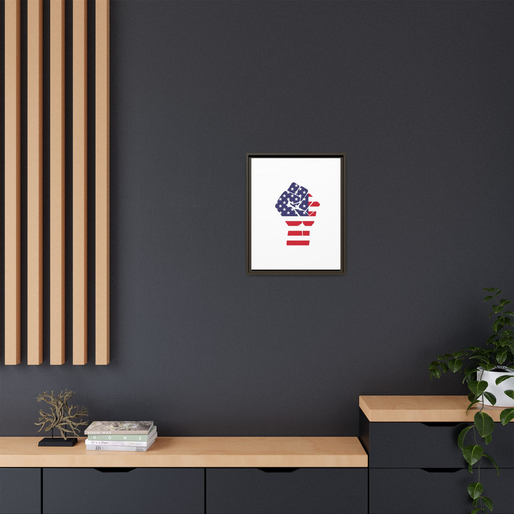 Framed Canvas Print – American Flag Fist Wall Art