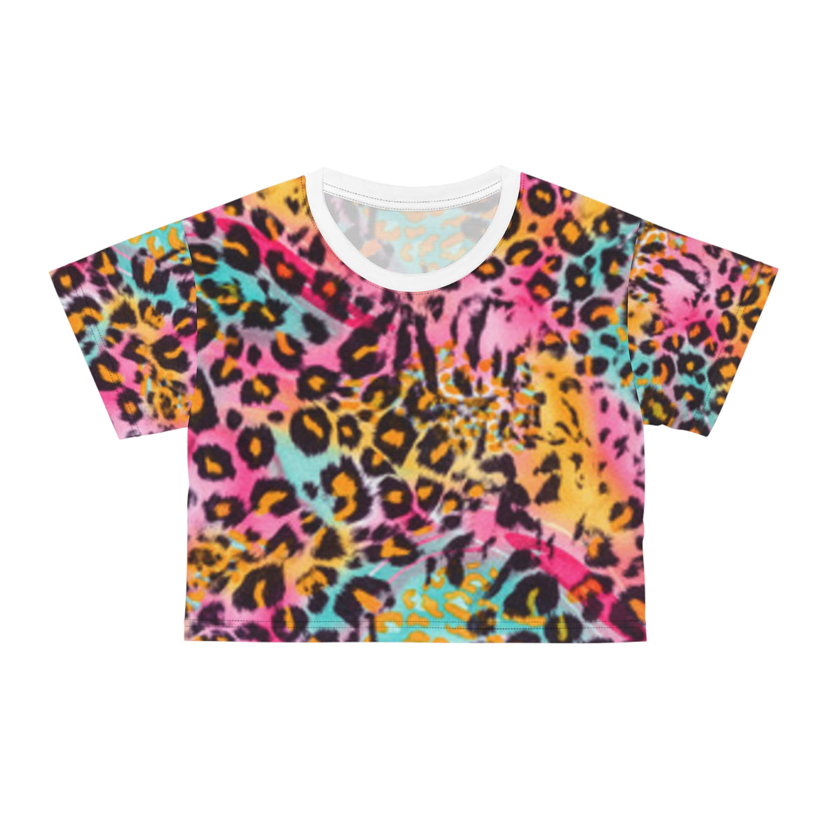 Neon Leopard Print Crop Tee