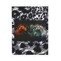 Velveteen Plush Blanket — Triple Spirit Horses on Black Leopard Throw