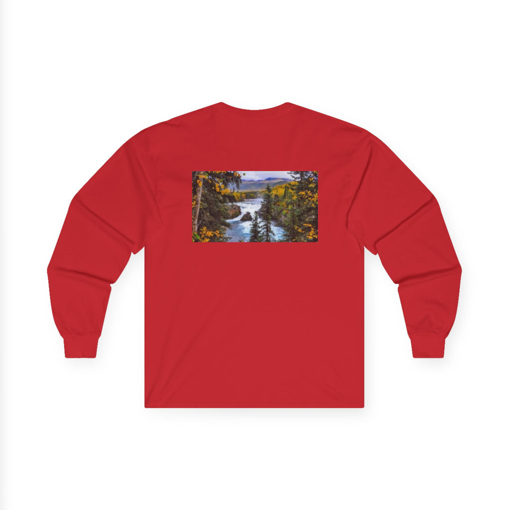 Long Sleeve T-shirt — Reflective Lion & Mountain River Nature Shirt