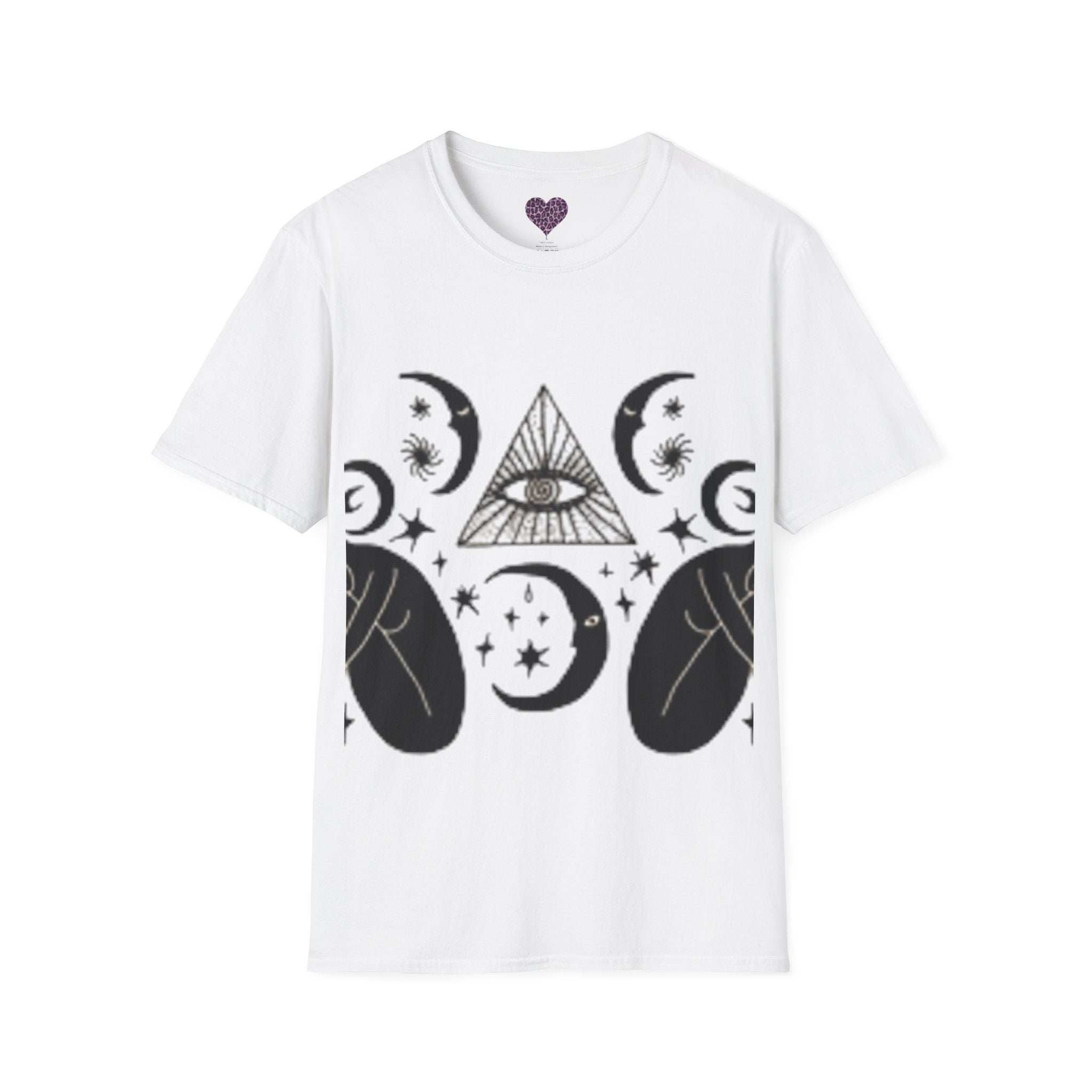 T-shirt Mystic Moon Eye — T-shirt graphique Celestia avec empiècement floral au dos