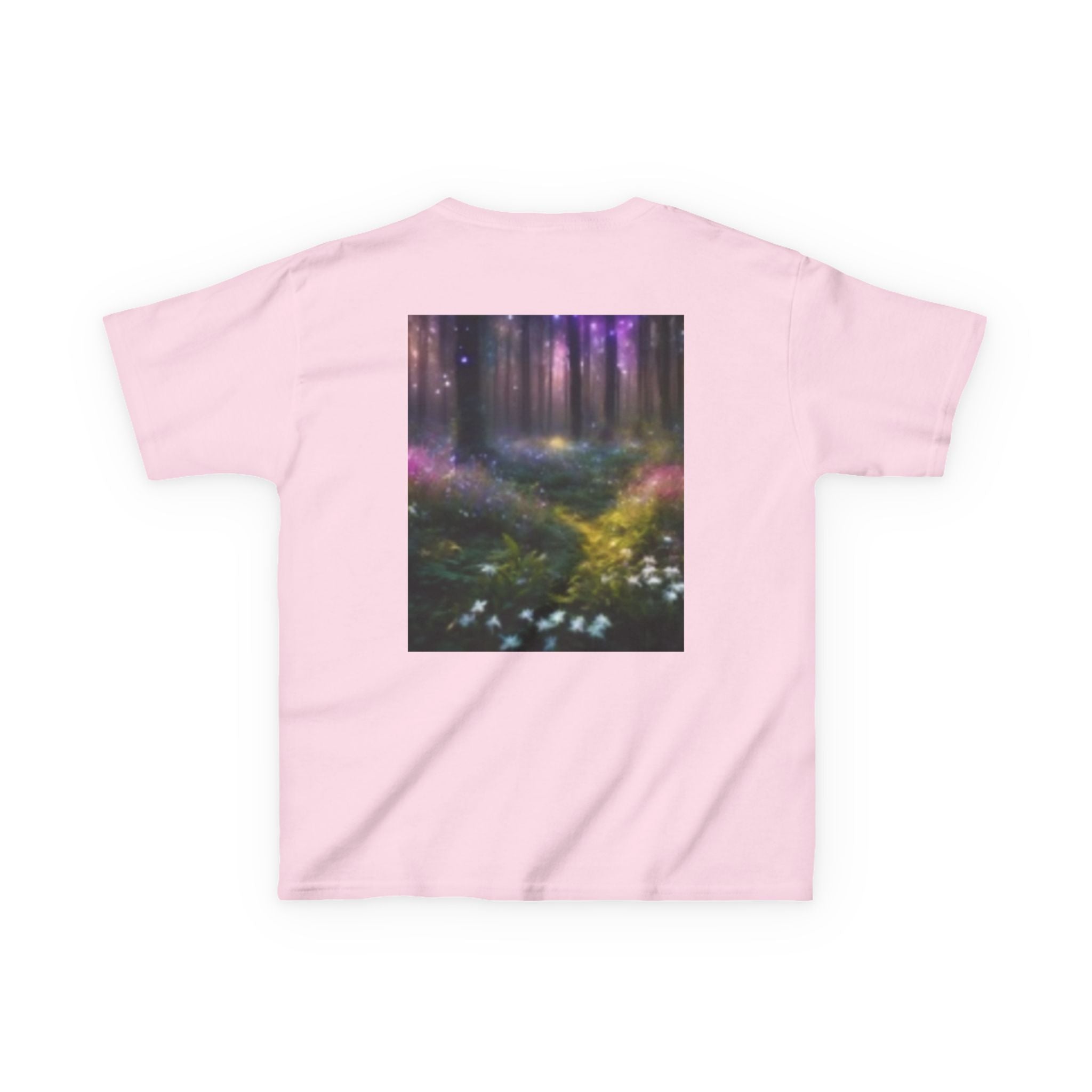 Kids T-shirt— Cute Frankenstein Face Front & Enchanted Forest Back