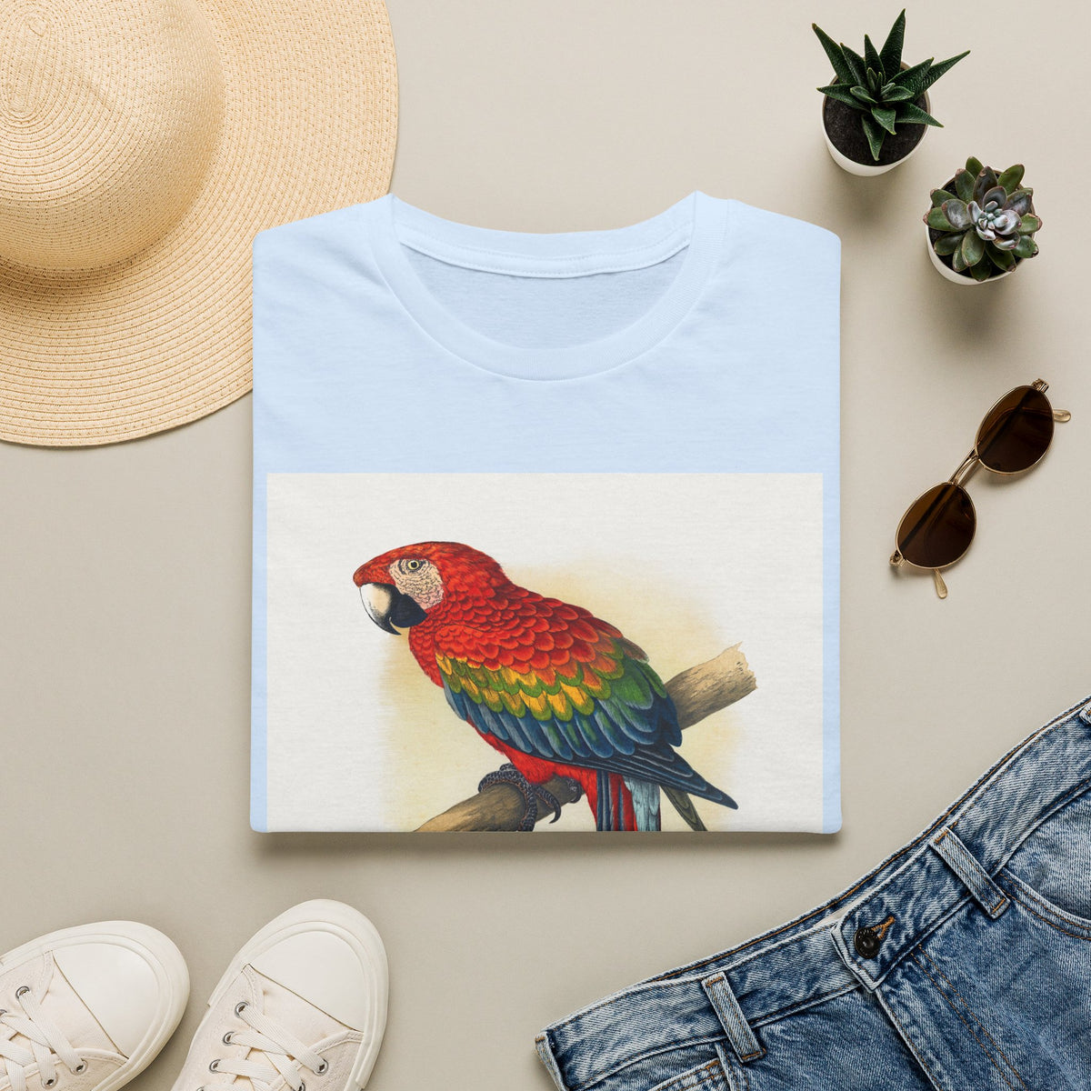 Parrot Watercolor T-Shirt — Colorful Macaw Art Tee