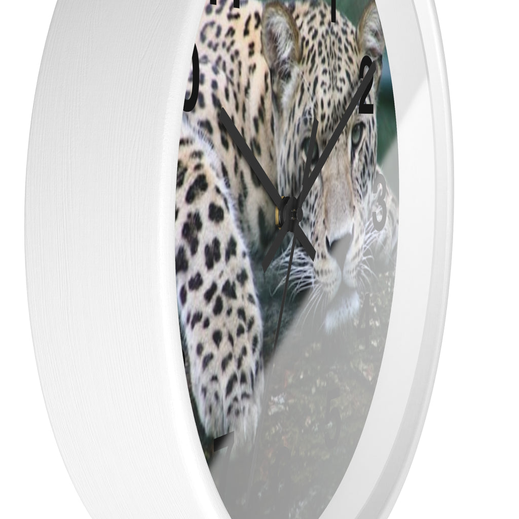 Leopard Wall Clock — Relaxed Wild Cat Photo Clock for Safari-Lodge Decor