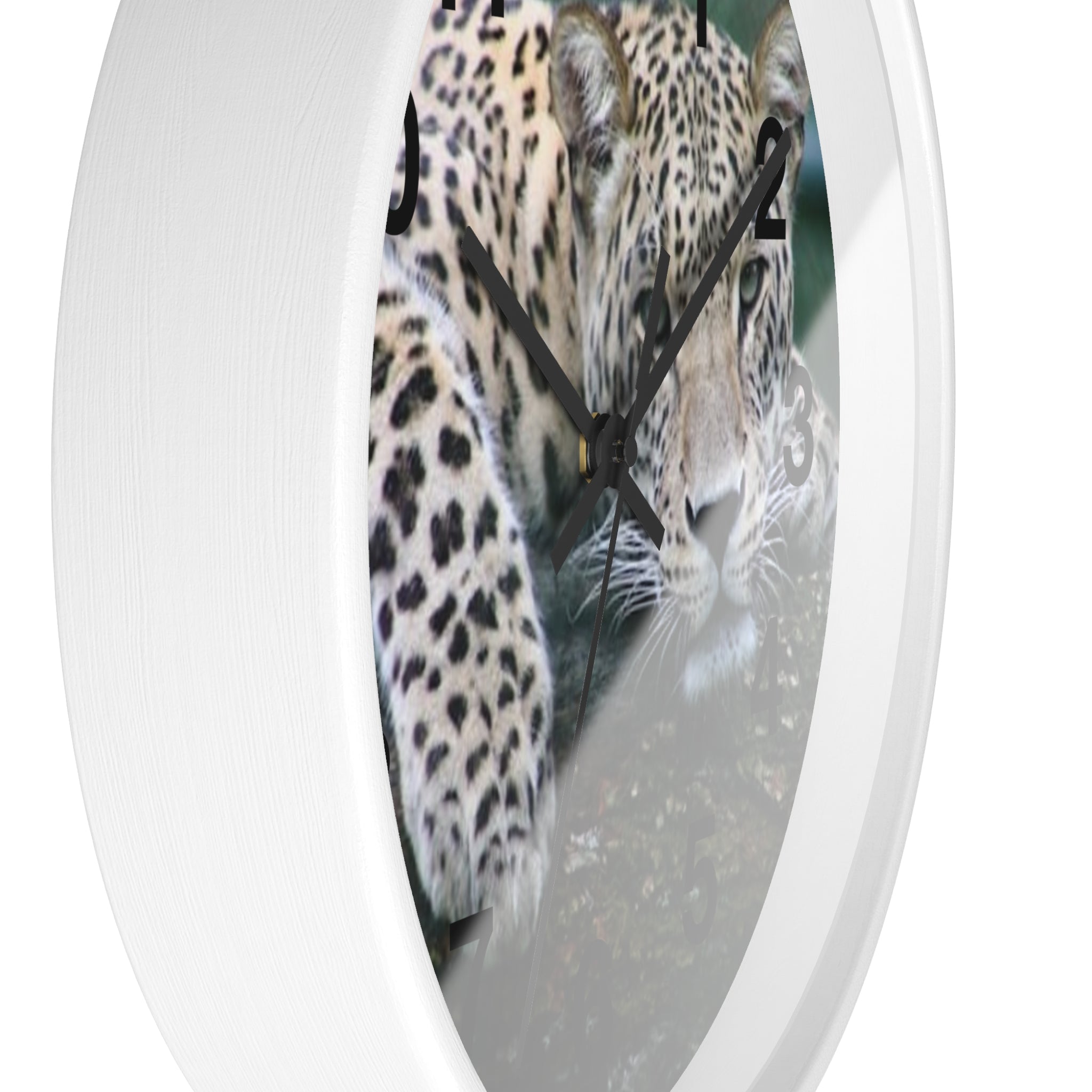 Leopard Wall Clock — Relaxed Wild Cat Photo Clock for Safari-Lodge Decor