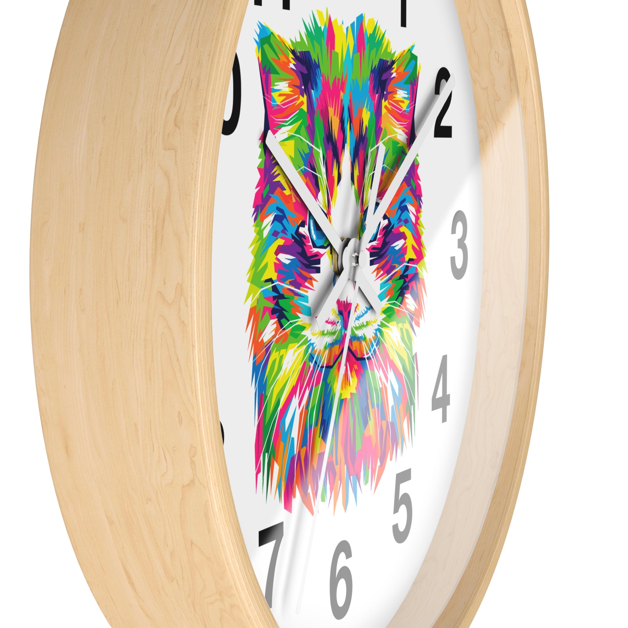 Colorful Cat Wall Clock — Vibrant Pop-Art Cat Face Timepiece