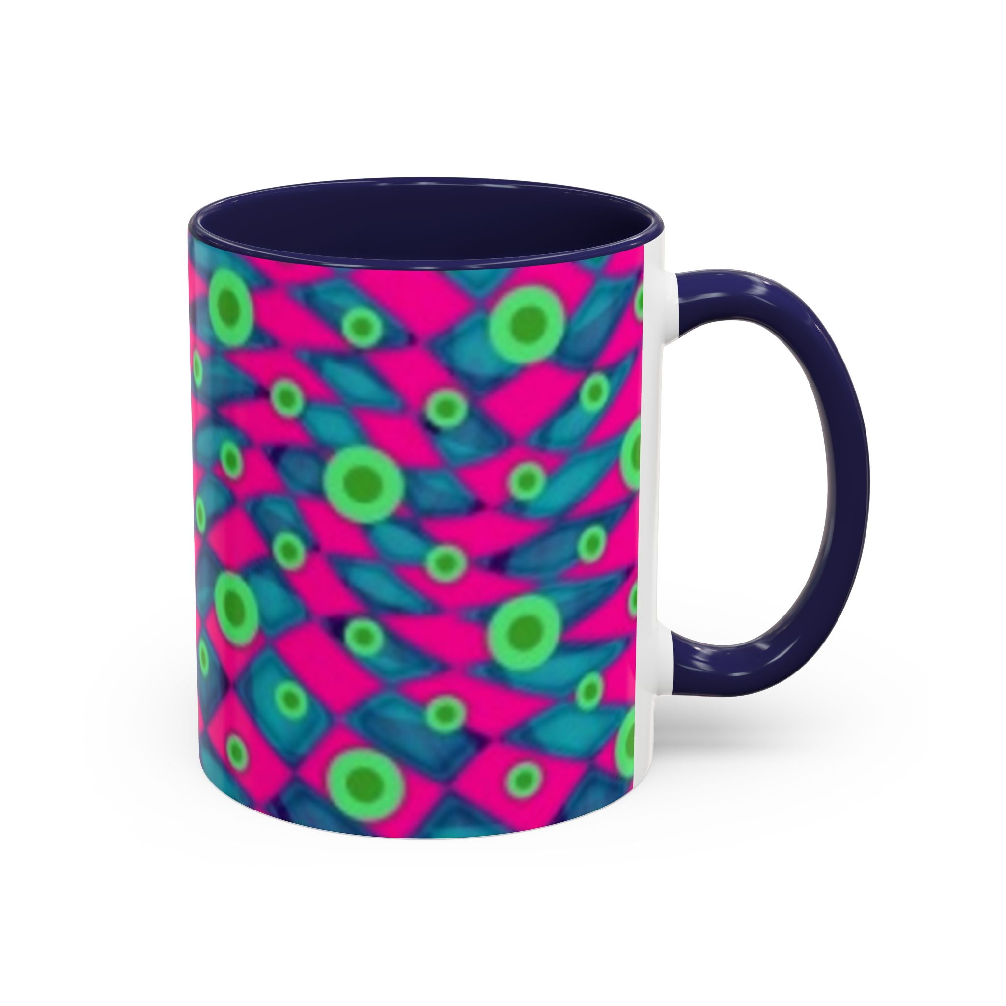 Abstract Neon Pattern Coffee Mug — Vibrant Retro Geometric Accent Mug (11/15oz)