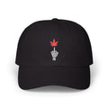 Cap — Skeleton Hand Flipping Off with Red Cannabis Leaf Embroidery