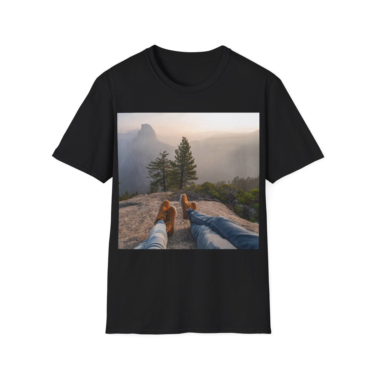 Relaxing after climbing a Mountain T-Shirt — Scenic Mountain View T-shirt