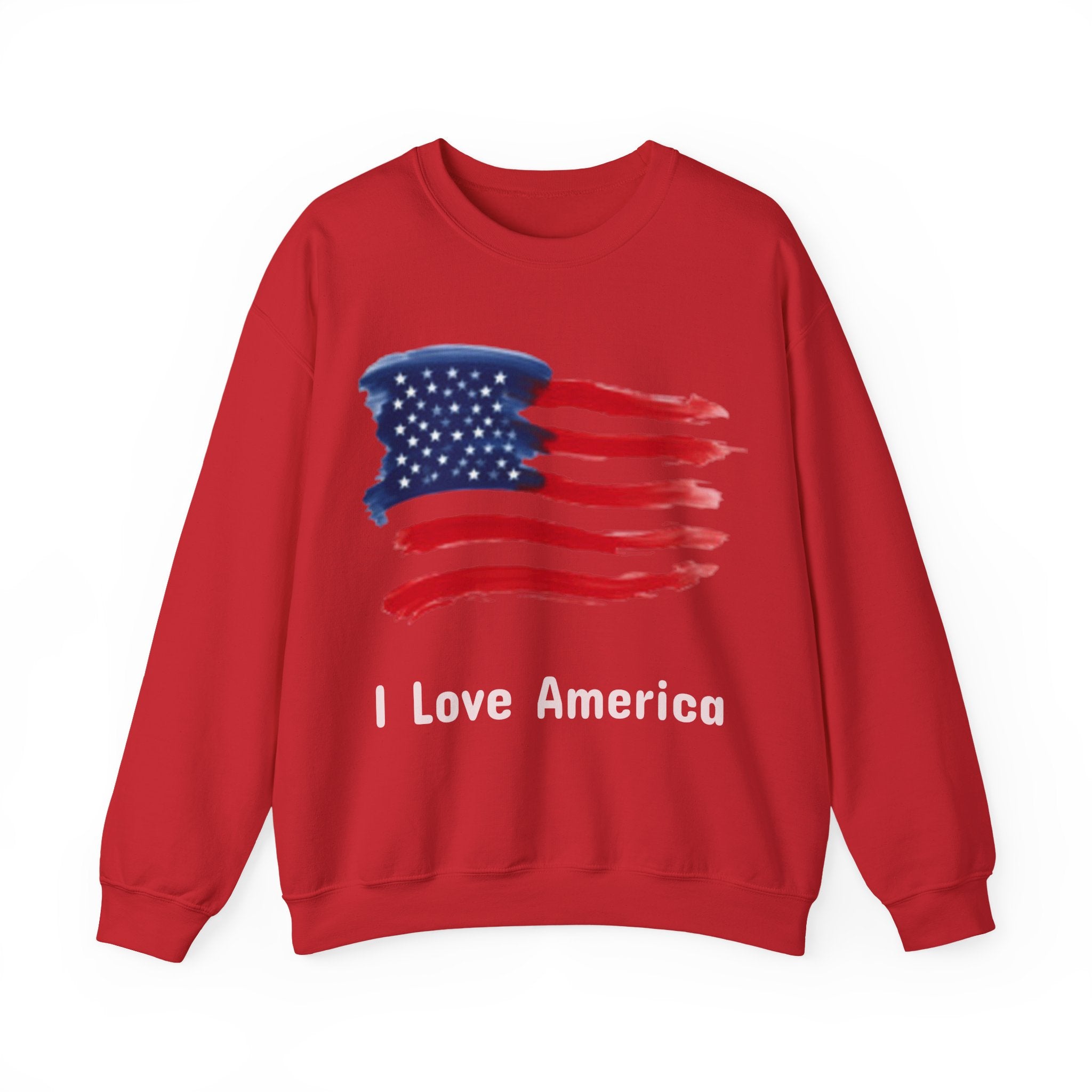 American Flag Crewneck Sweatshirt & Texas Longhorn  — Distressed Watercolor USA Graphic