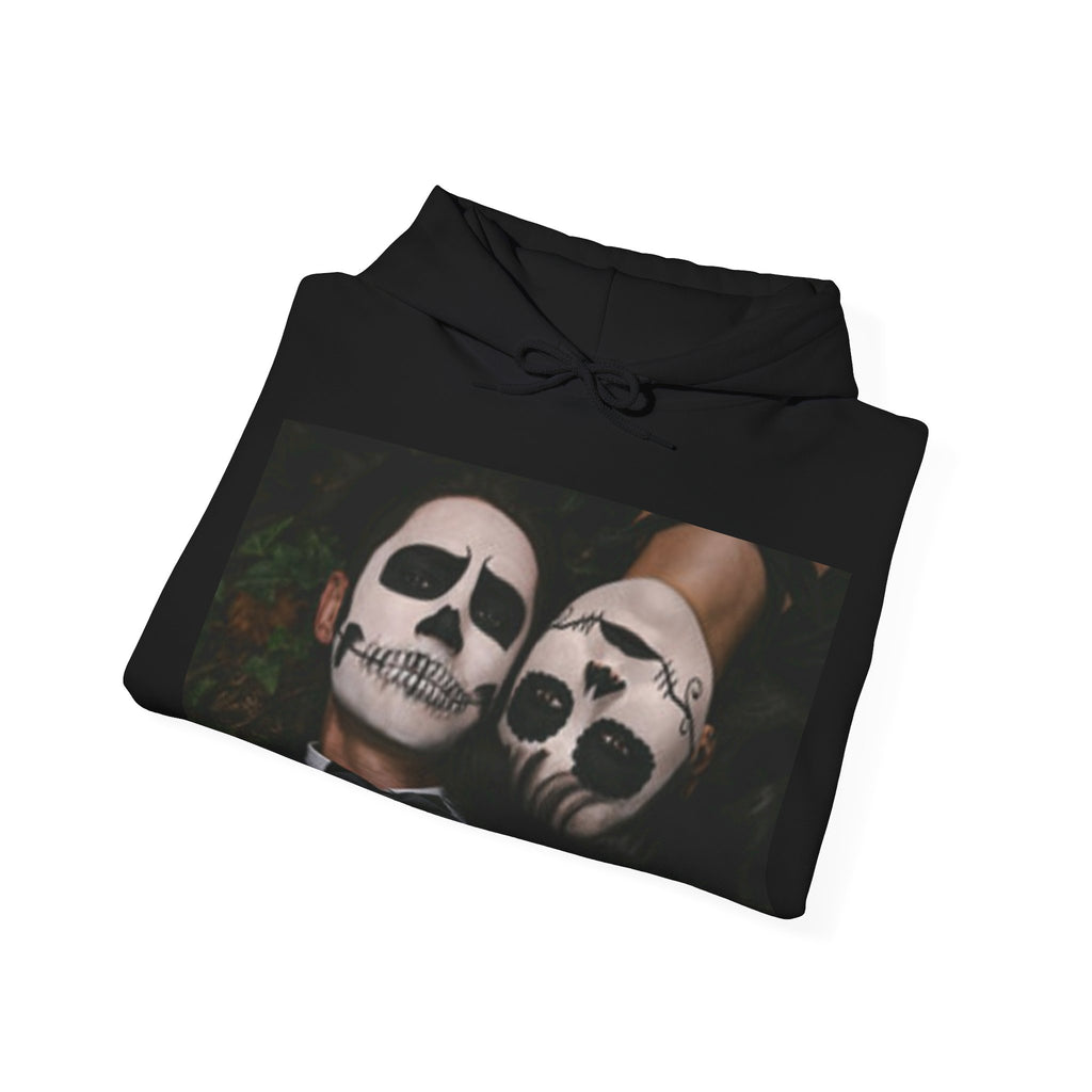 Skull Mask Couple Hoodie — Halloween Costume Photo Print
