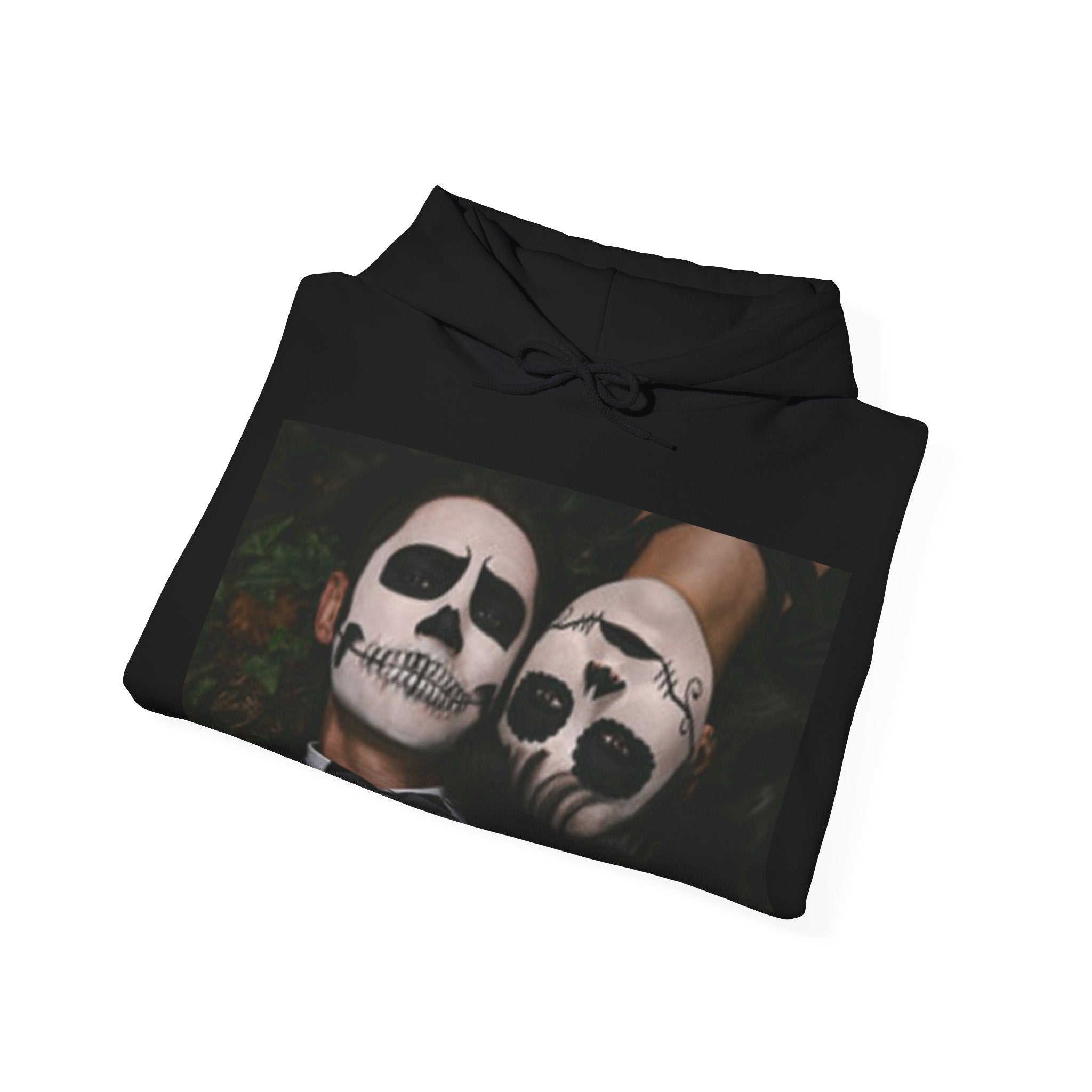 Skull Mask Couple Hoodie — Halloween Costume Photo Print