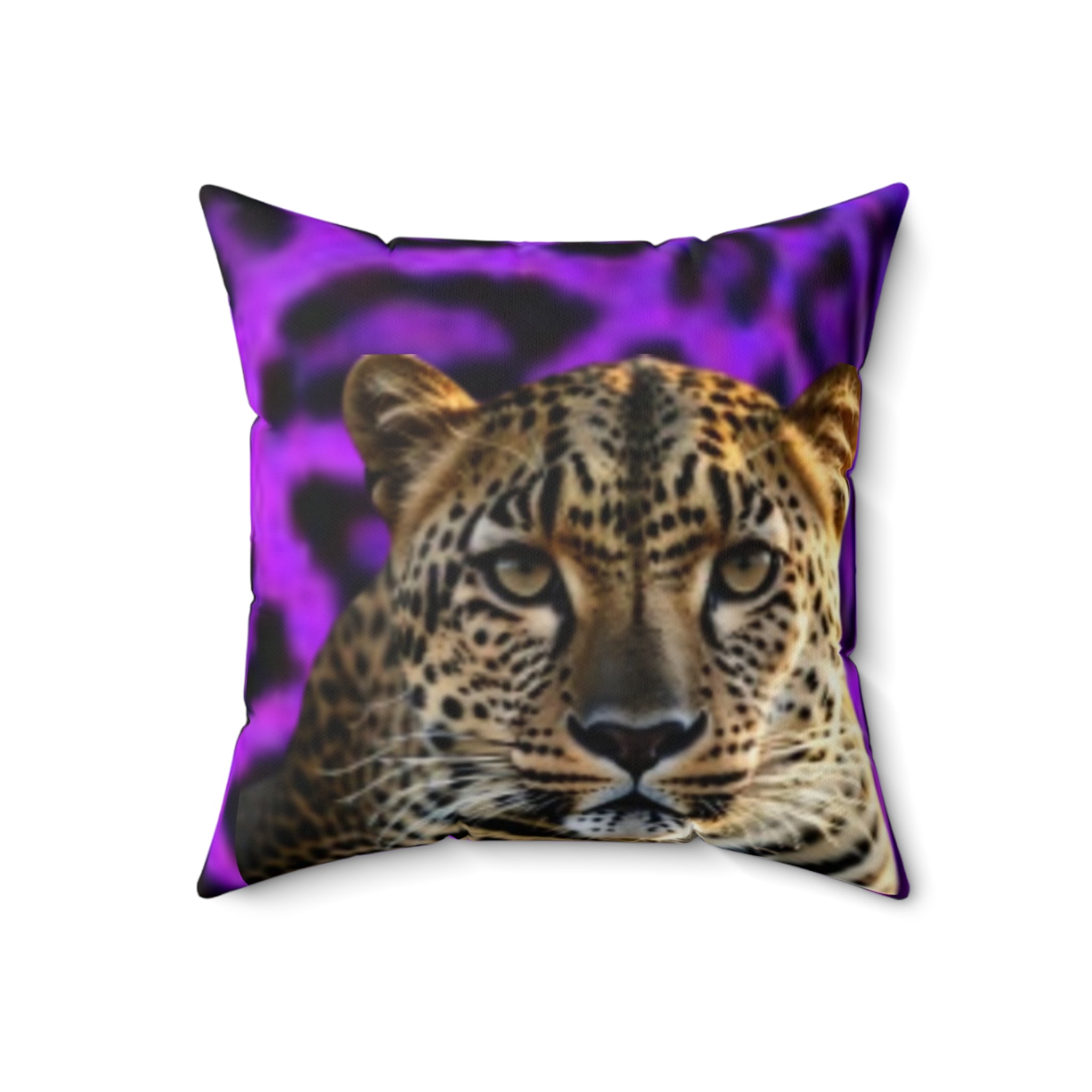 Oreiller en faux suède imprimé léopard — Coussin d'appoint à motif animalier violet