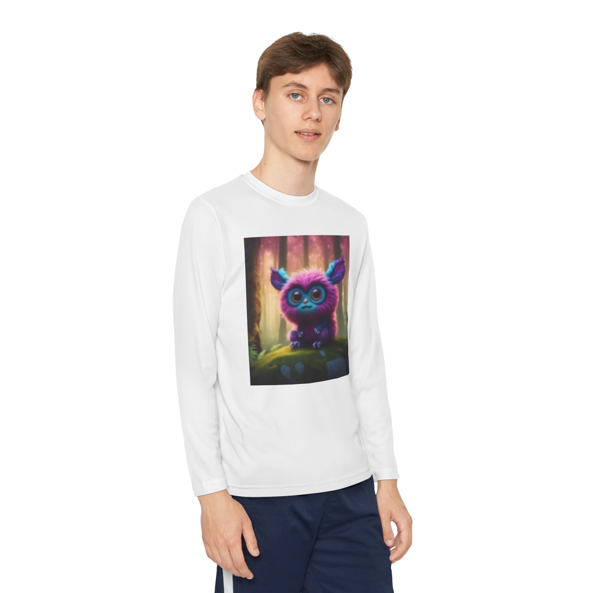 Youth Long Sleeve Tee – Cute Neon Forest Creature Graphic