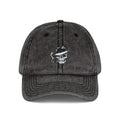 Vintage Embroidered Skull Cap — Retro Washed Baseball Hat with Smoking Skull & Cannabis Leaf