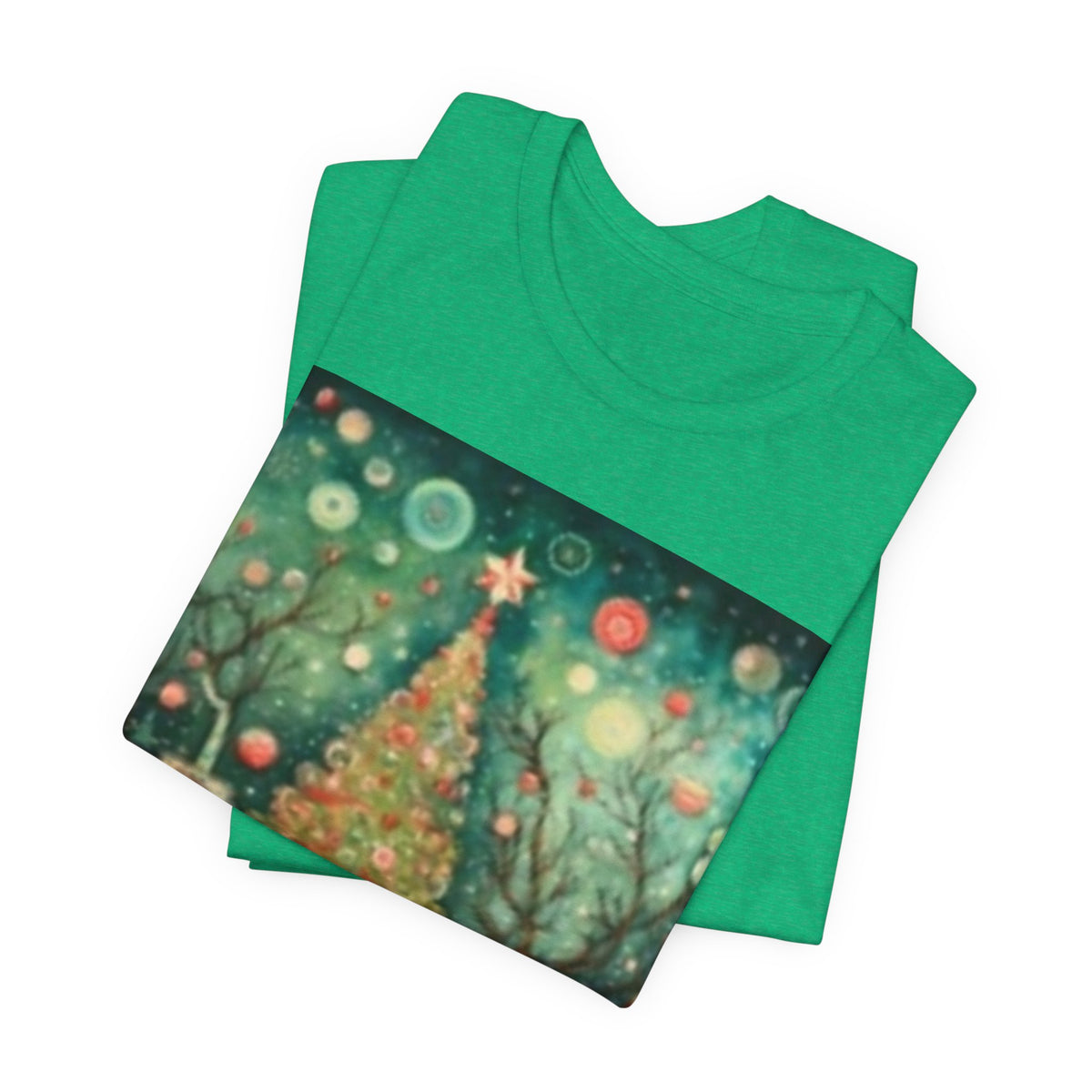Christmas Tree Vintage Scene Tee — Holiday Village Carriage Design