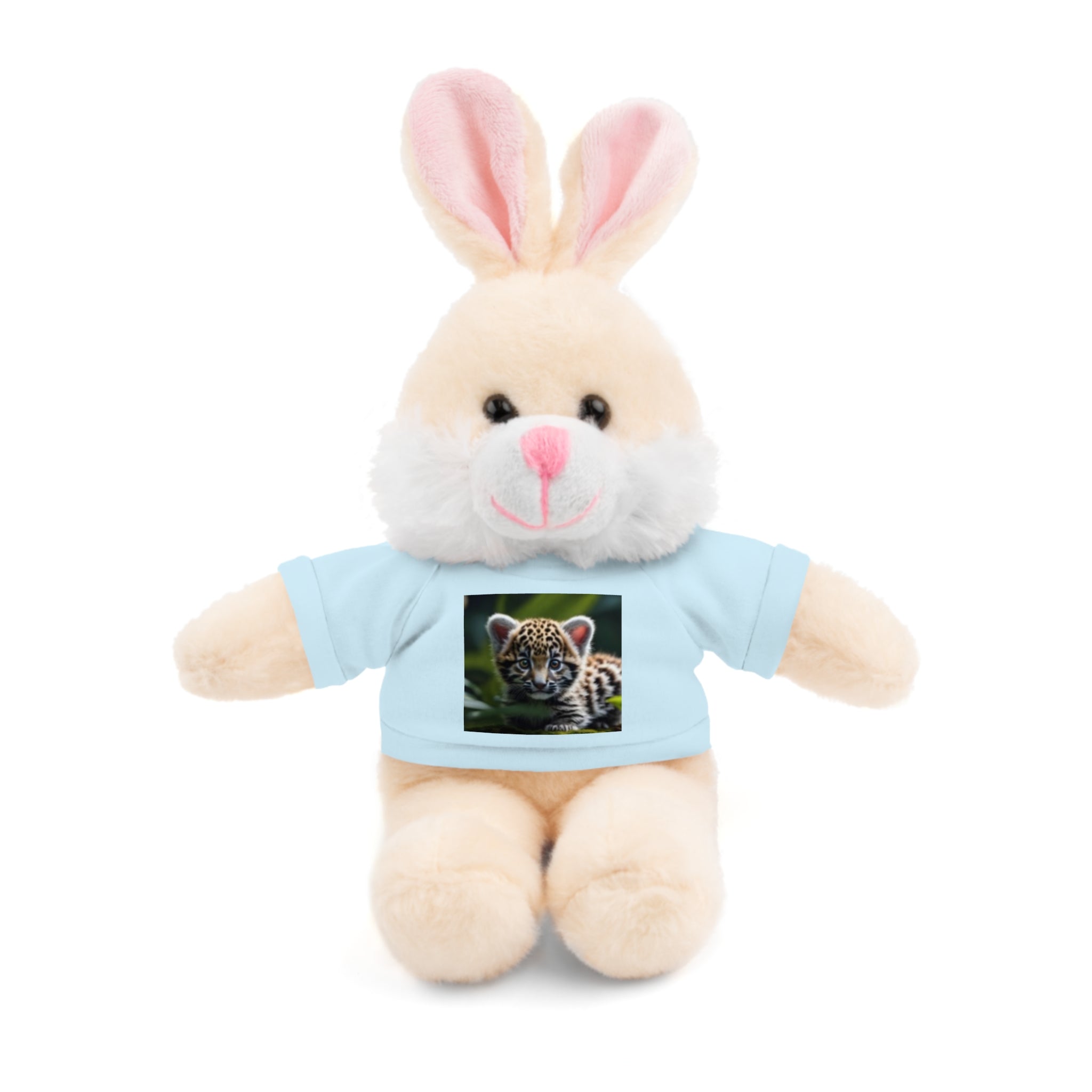 Plush Teddy Bear with Leopard Cub Tee — Cute Animal Gift for Kids & Wildlife Lovers