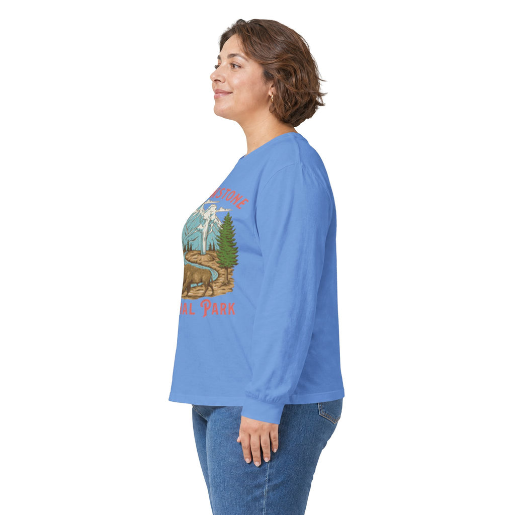 Yellowstone National Park Long Sleeve Tee — Vintage Mountain Camping T-Shirt